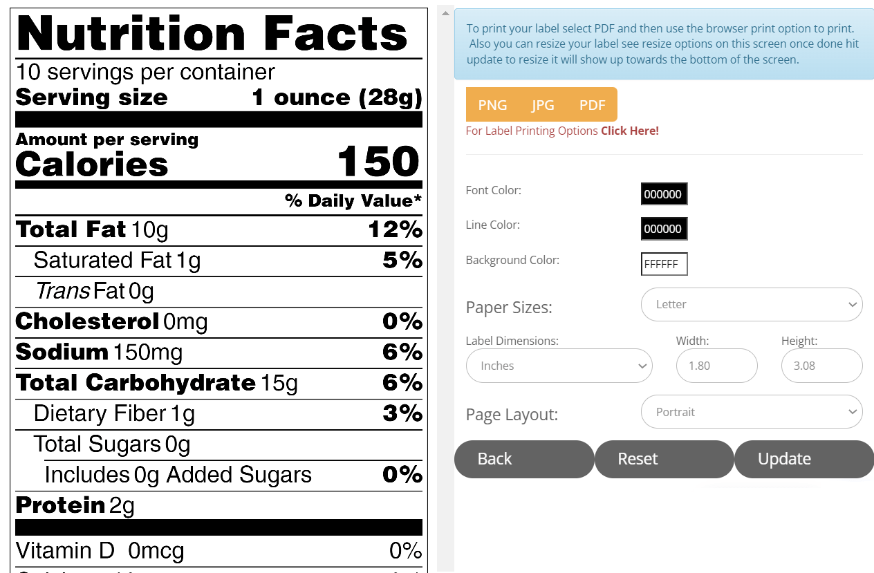 Food Label Editing